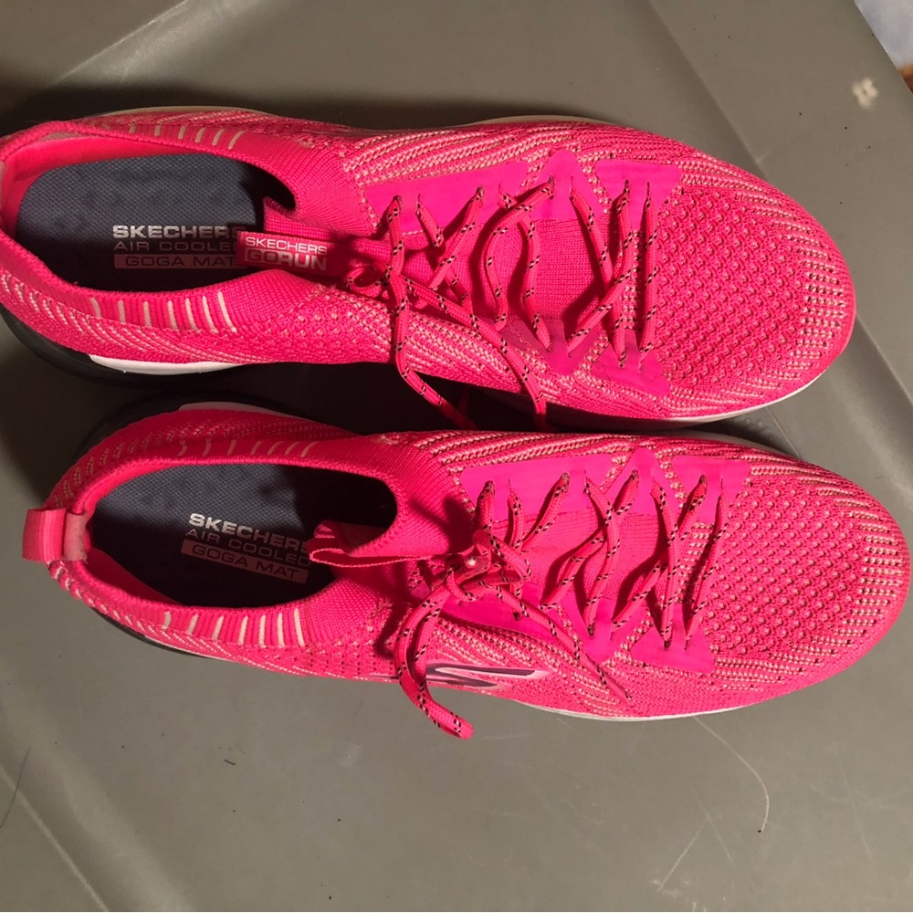 Hot pink tennis shoes